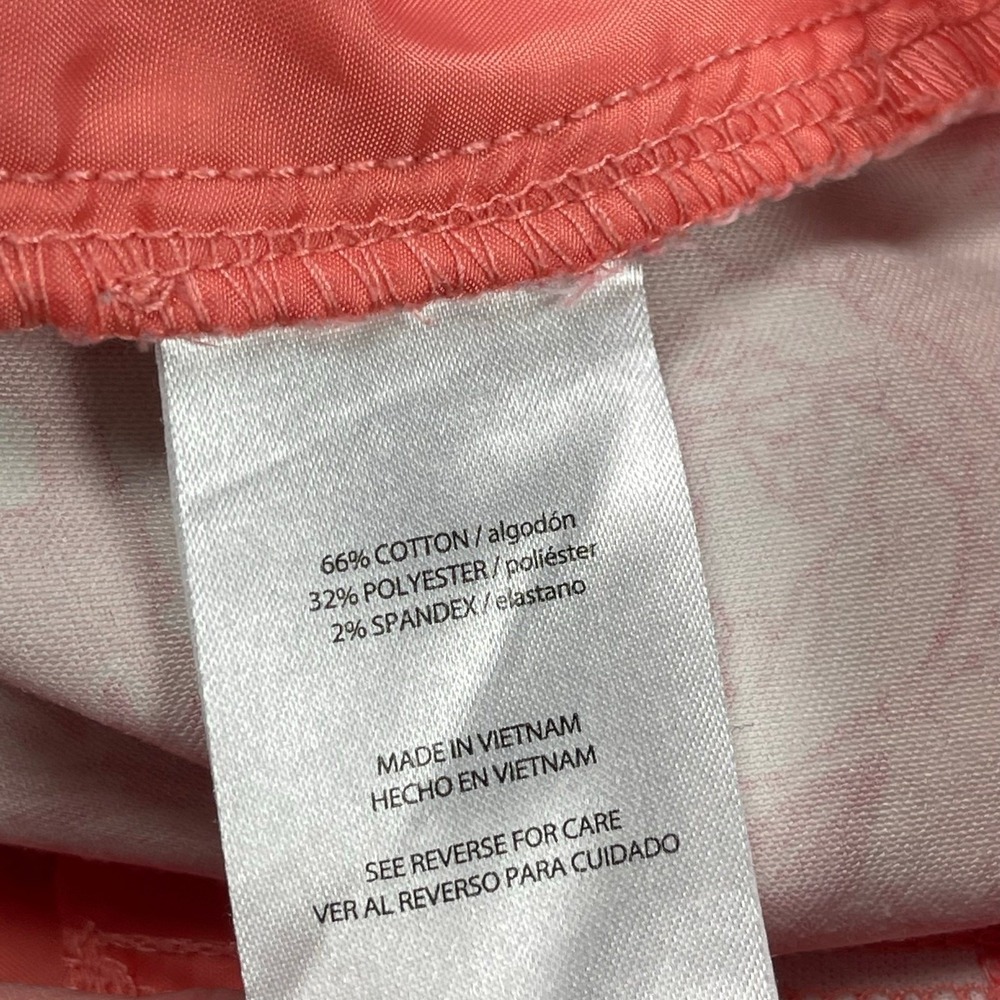 Isaac Mizrahi Shorts 12 Coral Floral Print Cotton Chino 5" Vacation Tropical - Picture 13 of 15